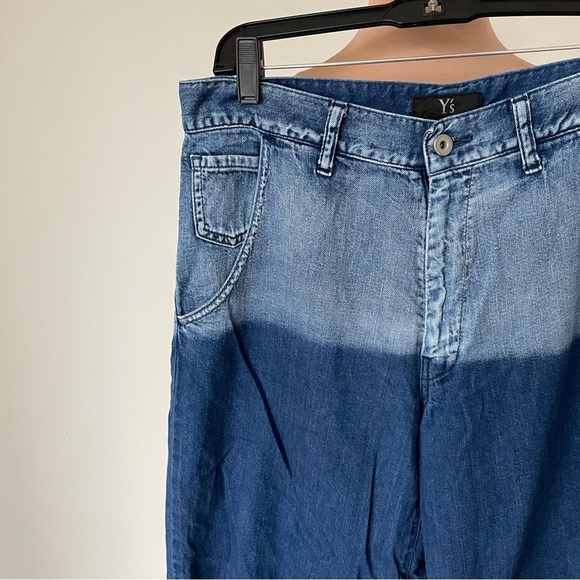 Y's by Yohji Yamamoto Blue Dip Dye High Rise U-Gusset Wide Leg Jeans EUC 2/M/28 - Picture 8 of 12